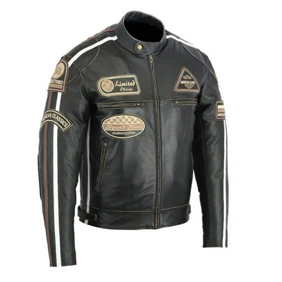 Kožená moto bunda BOS 2058 Antique Black černá S