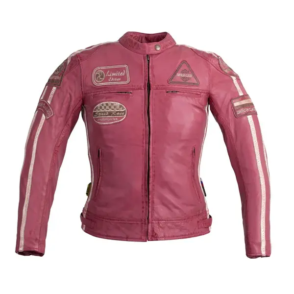 Dámská kožená moto bunda W-TEC Sheawen Lady Pink růžová M
