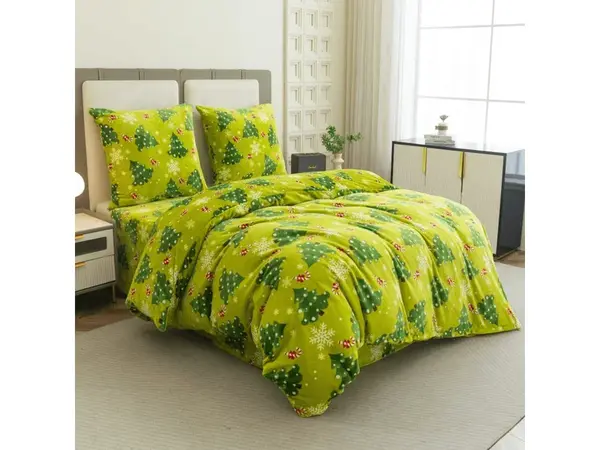 Mikroplyšové obliečky CHRISTMAS TREE zelené Rozmer obliečky: 2 ks 70 x 90 cm | 200 x 220 cm