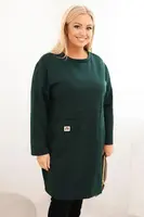 Kesi Włoski Dámská sukýnka Plus Size máslová s kapsou a 3/4 rukávem tmavě zelená