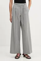 Kalhoty HUGO Haminde dámské, šedá barva, široké, high waist, 50555897