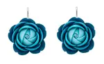 Troli Tyrkysovo-modré visací náušnice ve tvaru kytiček Deep Ocean
