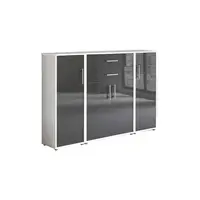 MID.YOU SKŘÍŇ NA ŠANONY, bílá, vysoce lesklá antracitová, 172,6/113,6/33 cm