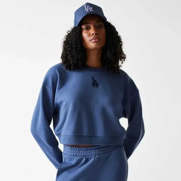 New Era LA DODGERS MLB MIDI LEAGUE ESSENTIAL CROPPED SWEATER Dámska mikina, modrá, veľkosť