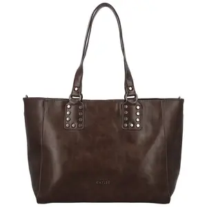 Módní dámská koženková kabelka na rameno Kleantis, tmavě hnědá