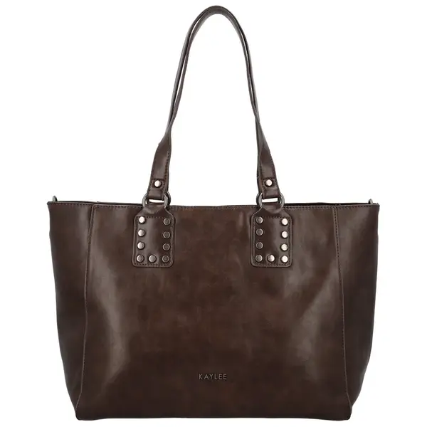 Módní dámská koženková kabelka na rameno Kleantis, tmavě hnědá