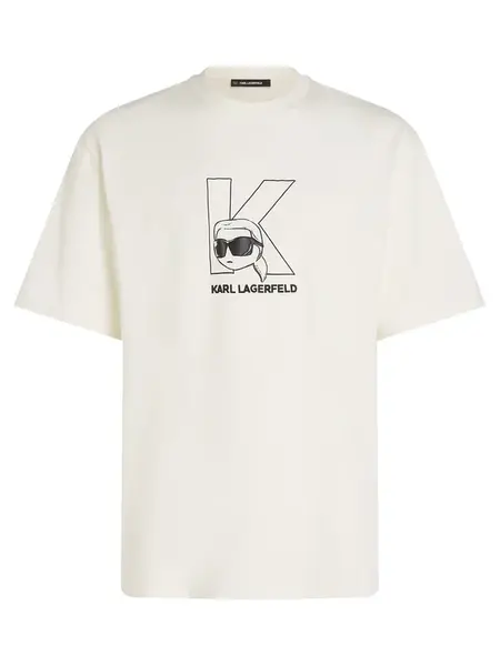 Karl Lagerfeld Tričko  čierna / vaječná škrupina