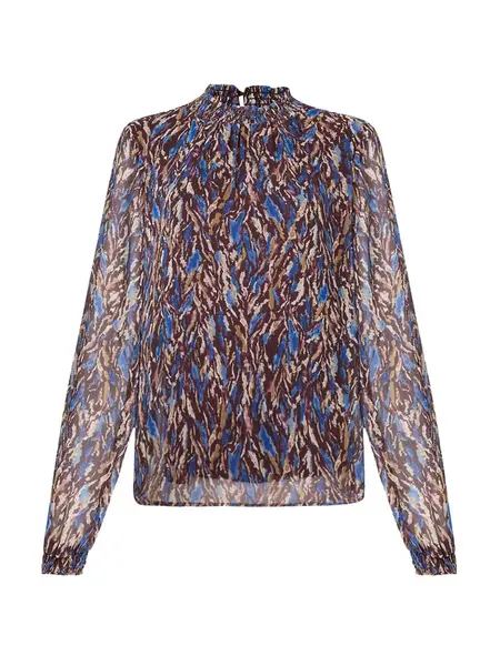 VILA Blúzka 'VIFALIA'  nebielená / kráľovská modrá / karamelová / tmavohnedá