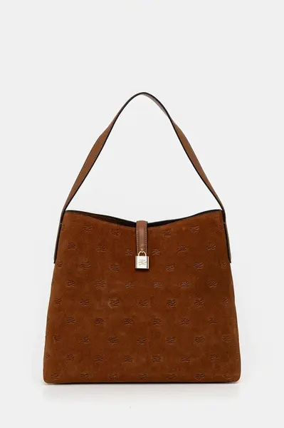 Semišová kabelka Karl Lagerfeld K/AUTOGRAPH hnědá barva, B1W30105