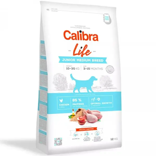 Calibra Dog Life Junior Medium Breed Chicken 12 kg | Granule pro psy