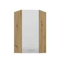 Horní rohová skříňka Artisan 60x60 GN-108 1F (45°) Barva korpusu: Dub artisan, Barva dvířek: Bílý lesk