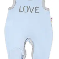 Baby Nellys Kojenecké bavlněné dupačky  Love - modré vel.  68