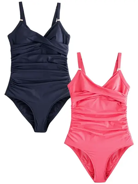 Next Jednodielne plavky  námornícka modrá / ružová