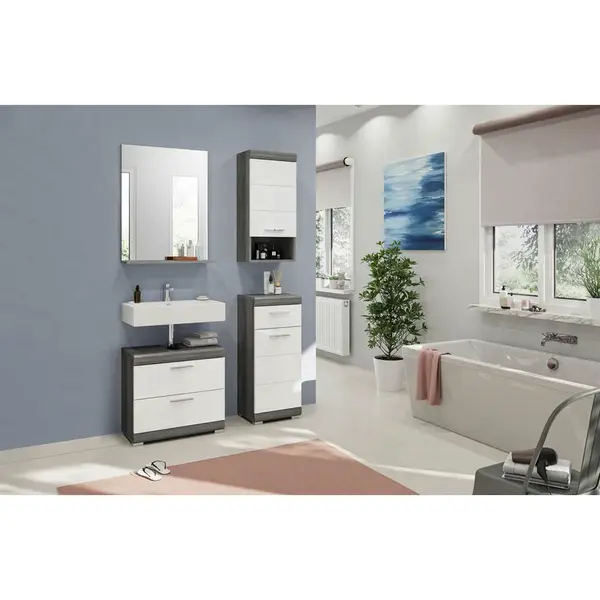 MID.YOU KOUPELNA šedá, vysoce lesklá bílá