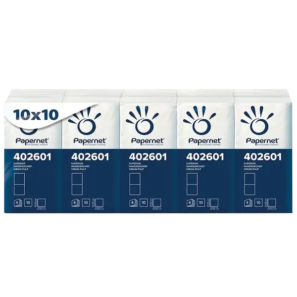 Kapesníčky papírové PAPERNET, 4 vrstvé, 10 balíčků
