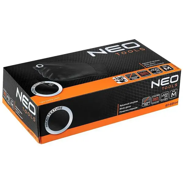 NEO nitrilové rukavice černé M – 100 ks