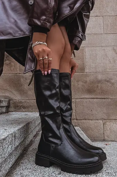 Boto Dámske čižmy z eko kože Čierne Oceana