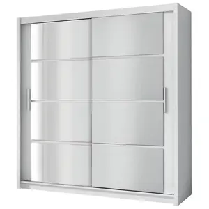 Šatní skříň Dakota 203cm Bílá/Zrcadlo