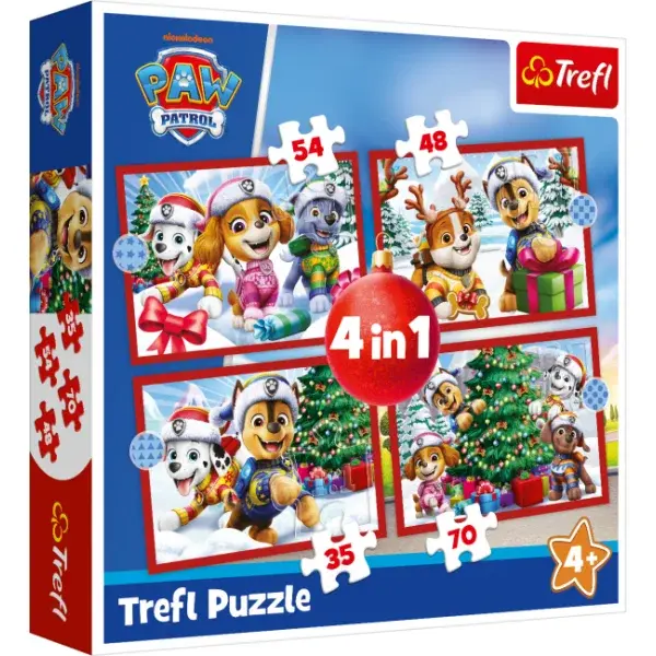 Trefl Puzzle 4v1 Paw Patrol Vánoce
