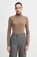 Svetr z vlněné směsi Sisley dámský, šedá barva, s golfem, 102HM2174