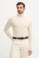 Svetr z vlněné směsi Sisley pánský, béžová barva, s golfem, 102HS2177