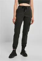 Dámské pletené džínové kalhoty Cargo s vysokým pasem černé