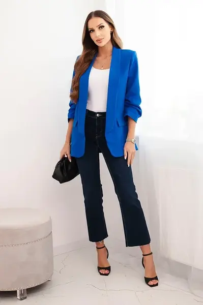 Kesi Włoski Dámská sako bez zapínání s podšívkou S/M chabrová