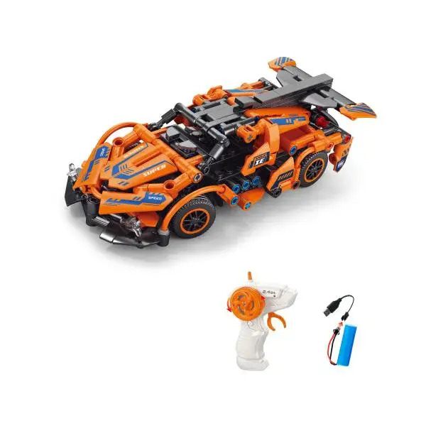 Stavebnice Auto oranžové RC na dálkové ovládání 18,5 cm