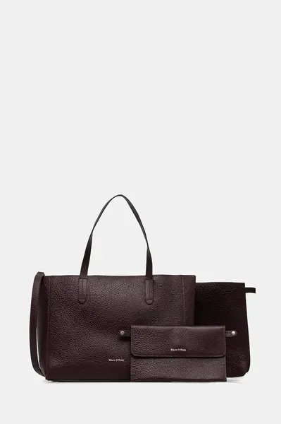 Kožená kabelka Marc O'Polo vínová barva, 5000007742