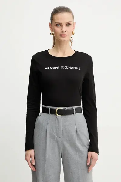 Bavlněné tričko s dlouhým rukávem Armani Exchange