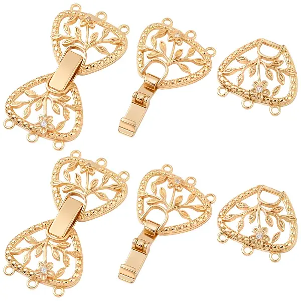 6Pcs Brass Micro Pave Cubic Zirconia Fold Over Clasps