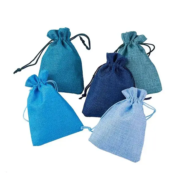5 Colors Blue Burlap Packing Pouches