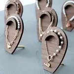 Teardrop Shape Wood Slant Back Single Bracelet Display Stands