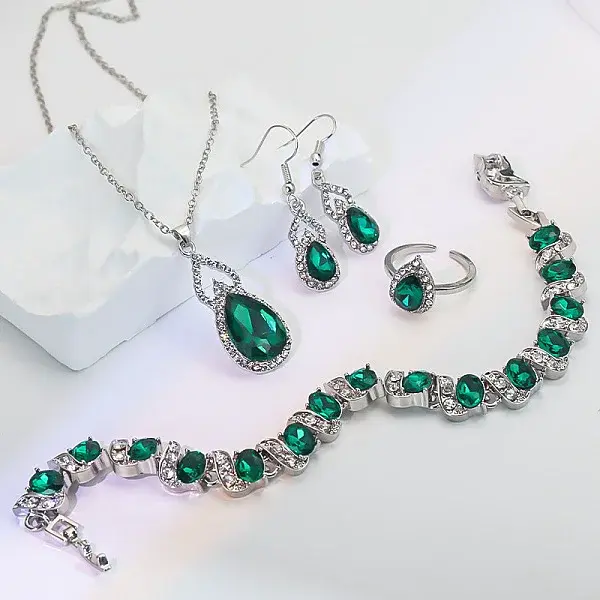 Alloy Rhinestone Glass Jewelry Sets