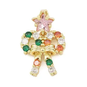 Christmas Brass Micro Pave Cubic Zirconia Pendants