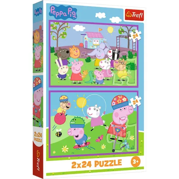 Trefl Puzzle 2x24 Prasátko Peppa / Peppa na hřišti