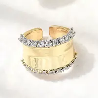 Brass Micro Pave Clear Cubic Zirconia Cuff Rings