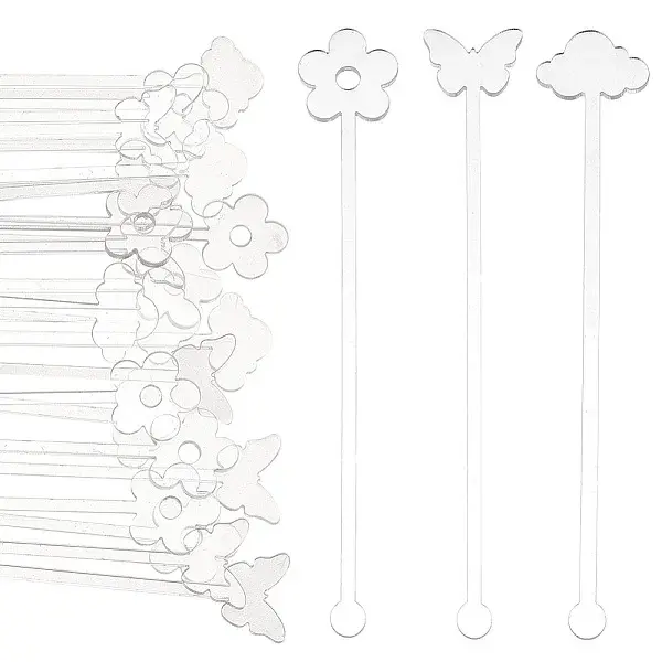 30Pcs 3 Style Transparent Acrylic Stirring Rods