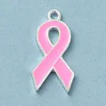 Breast Cancer Pink Awareness Ribbon Theme Alloy Enamel Pendants
