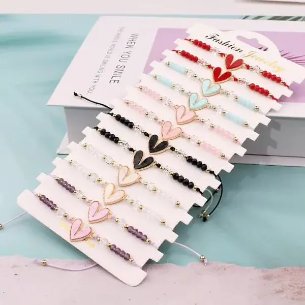 12Pcs Alloy Enamel Heart Link Bracelets