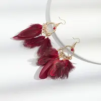 Alloy Feather Chandelier Earrings