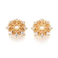 925 Sterling Silver Micro Pave Clear Cubic Zirconia Flower Bead Caps