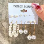 Alloy & Plastic Pearl Earring Sets