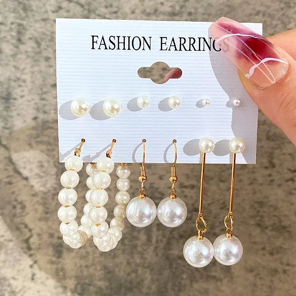 Alloy & Plastic Pearl Earring Sets