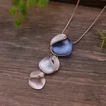 3 Irregular Heart Petal Zinc Alloy Enamel Pendant Necklaces for Women