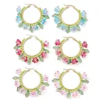 Glass Flower Hoop Earrings