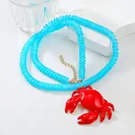 Summer Beach Red Crab Resin Pendant Rondelle Beaded Necklaces for Women