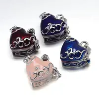Enamel Heart Rack Plating Brass Prayer Box Pendants