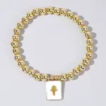Personality Brass Round Bead Beaded Stretch Bracelets