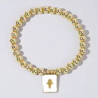 Personality Brass Round Bead Beaded Stretch Bracelets
